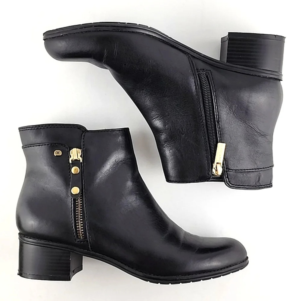 Bandolino Black Ankle Boots with Gold Accents